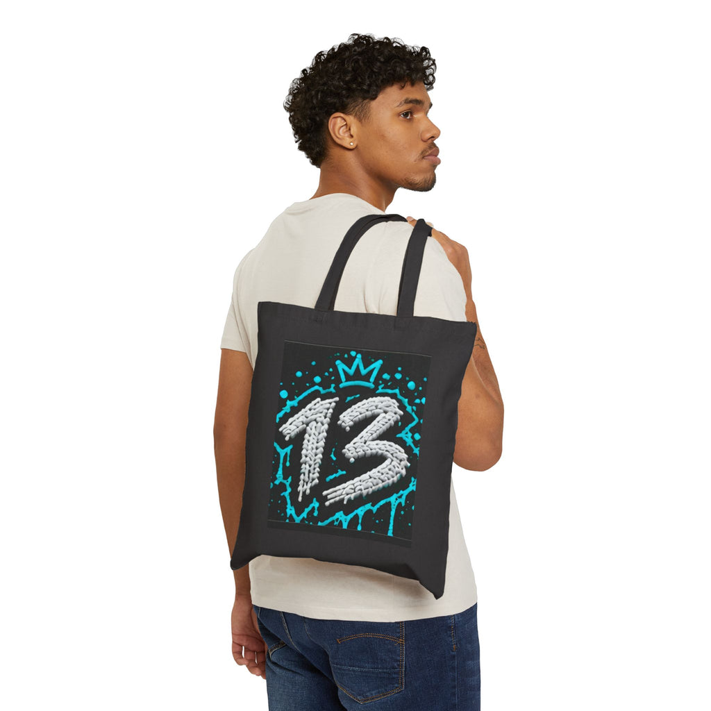 Graffiti '13' Crown Canvas Tote Bag — Urban Streetwear Reusable Tote