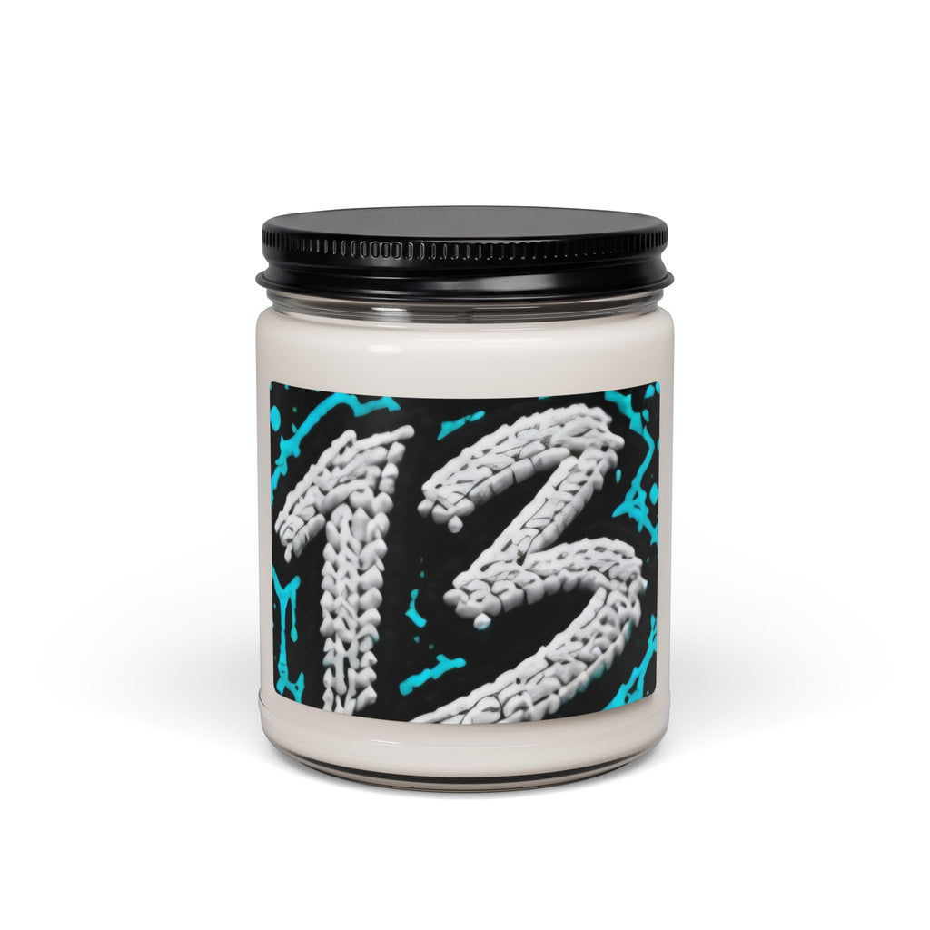 13 Graphic Soy Candle — 9oz Scented Jar Candle with Knitted Number Design