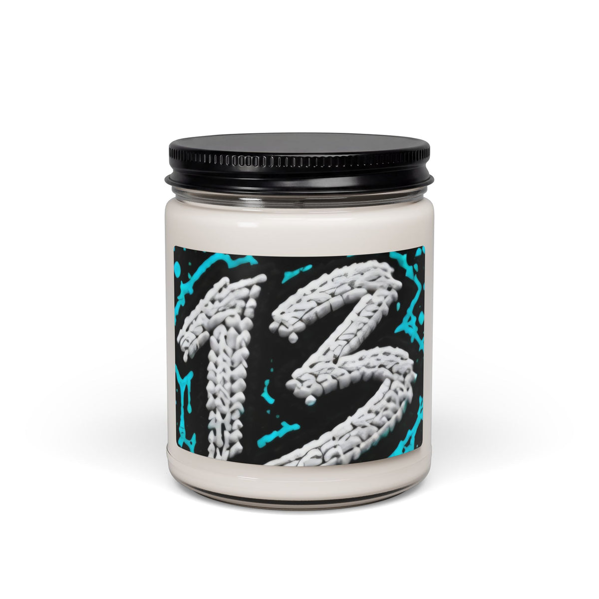 13 Graphic Soy Candle — 9oz Scented Jar Candle with Knitted Number Design