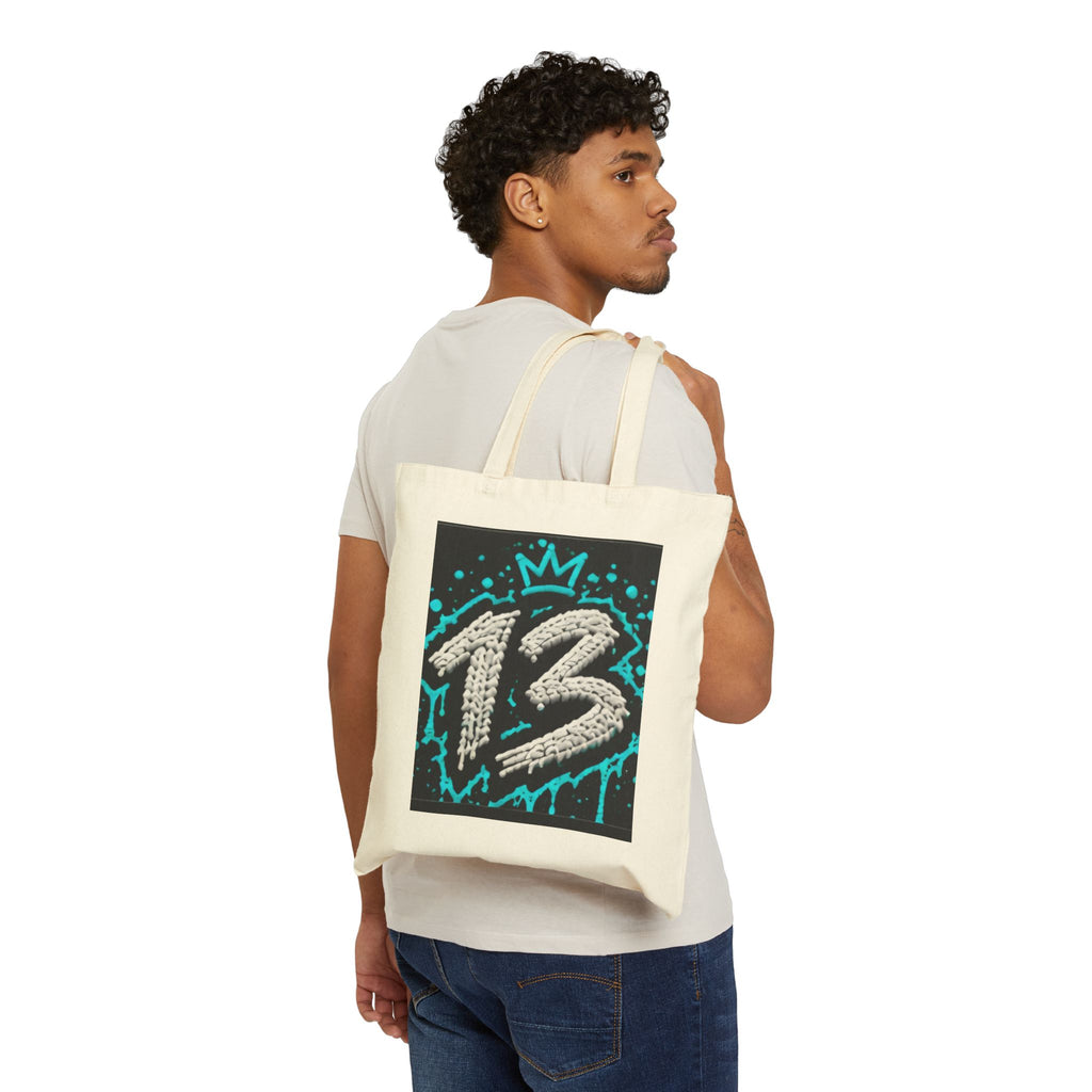 Graffiti '13' Crown Canvas Tote Bag — Urban Streetwear Reusable Tote