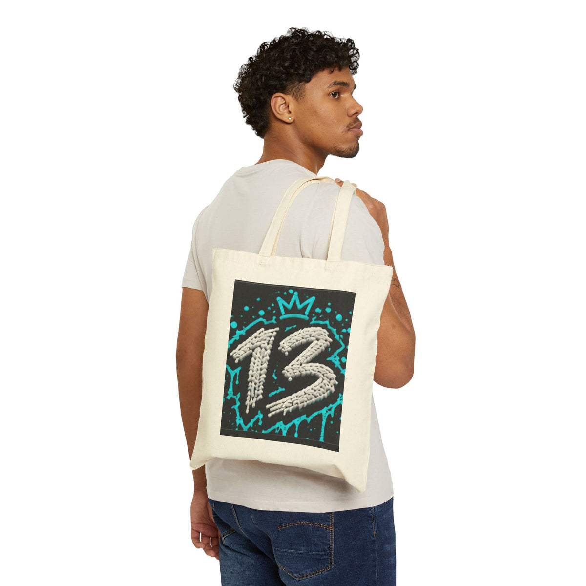 Graffiti '13' Crown Canvas Tote Bag — Urban Streetwear Reusable Tote