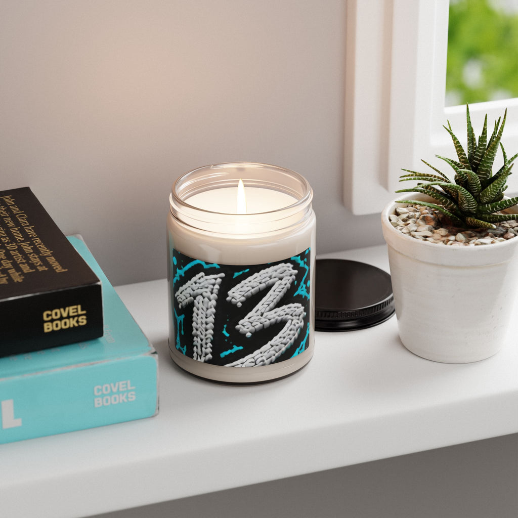 13 Graphic Soy Candle — 9oz Scented Jar Candle with Knitted Number Design