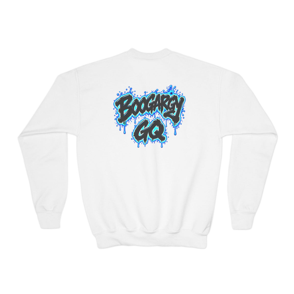 Youth Crewneck Sweatshirt — Blue Graffiti “Boogarry 420 / Boogarry GQ” Streetwear